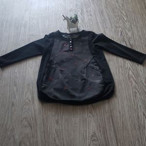 Denim Flower Emroidered Tunic